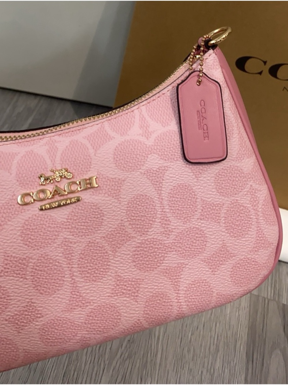 NWT Coach Teri Shoulder Bag In Signature Canvas With Charms Powder Pink - Picture 5 of 9